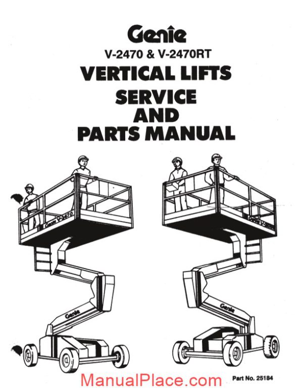 genie scissors lift v 2470 and v 2470 rt parts manuals page 1