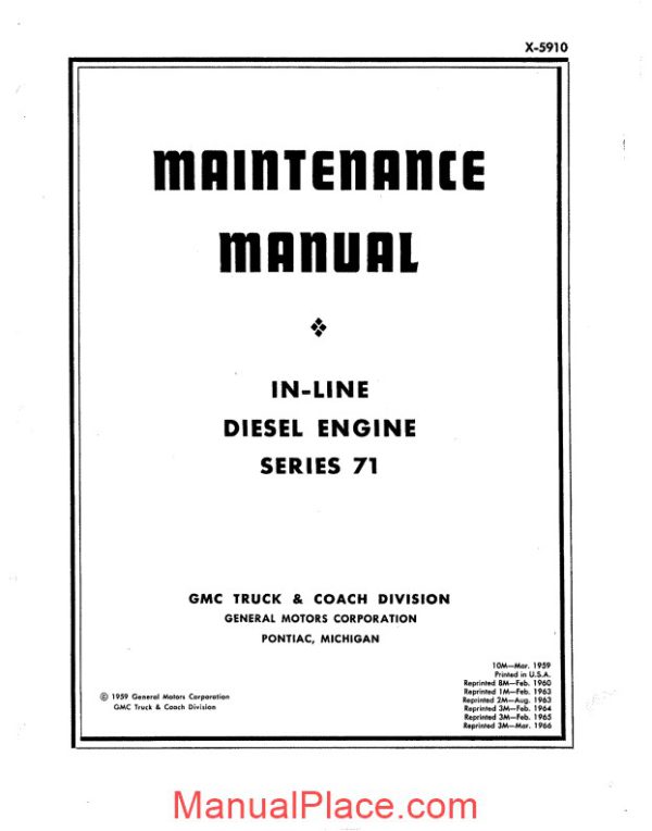 gmc truck diesel engine series 71 maintenance manual page 1