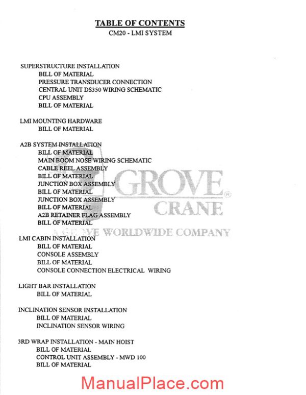 grove crane cm20 lmi system parts and installation manual page 2