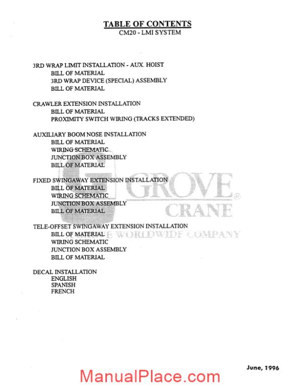 grove crane cm20 lmi system parts and installation manual page 3