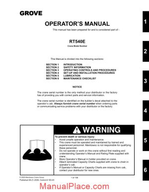 grove mobile crane rt540e operators manual page 1