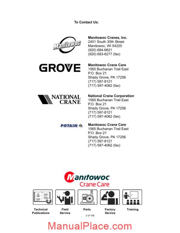 grove mobile crane rt540e operators manual page 2