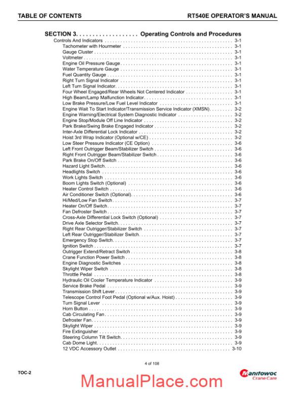 grove mobile crane rt540e operators manual page 4