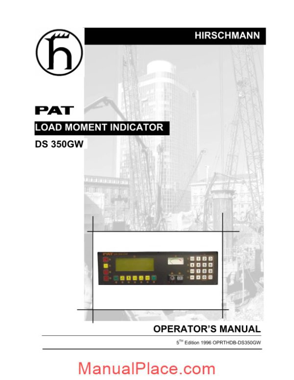 grove pat load moment indicator ds 350gw operator manual page 1