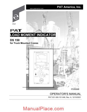 grove pat load moment indicator ds150 operator manual page 1