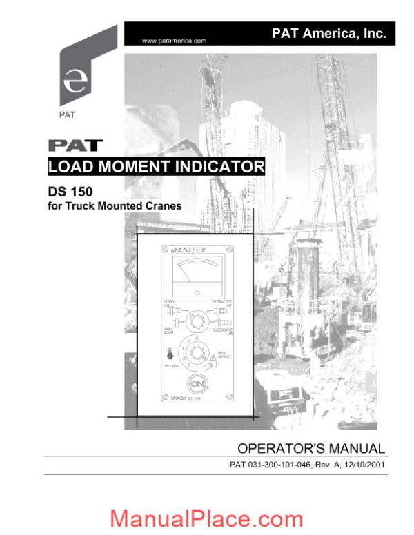 grove pat load moment indicator ds150 operator manual page 1