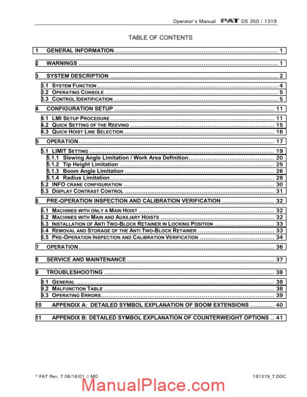 grove pat load moment indicator ds350 1319 operator manual page 3