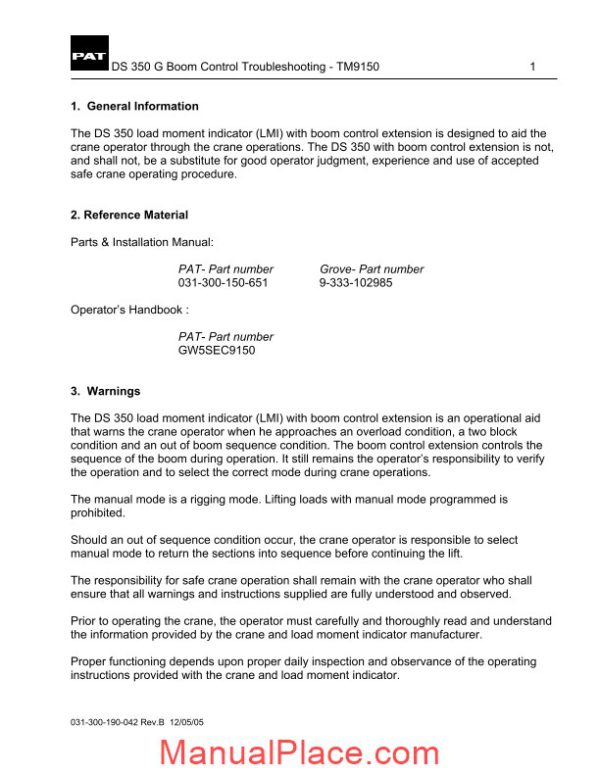 grove pat load moment indicator tm9150 operator manual page 4