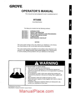 grove rt 540 40t operators manual page 1