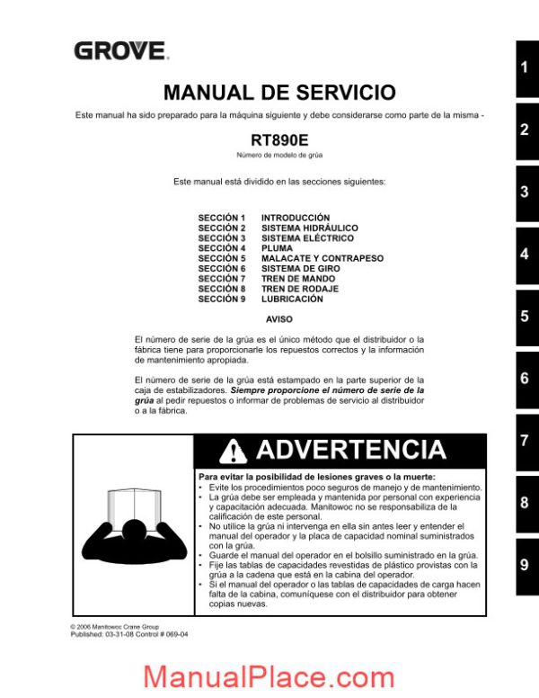 grove rt890e manual service page 1