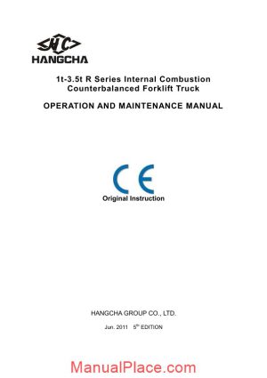 hangcha forklift 1t 3 5t series internal combustion operation maintenance manual page 1