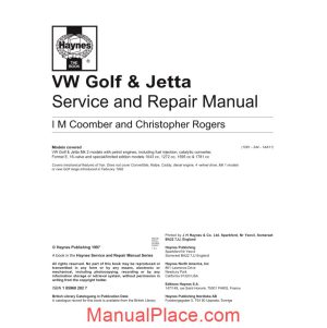 haynes volkswagen golf jetta service and repair manual page 1