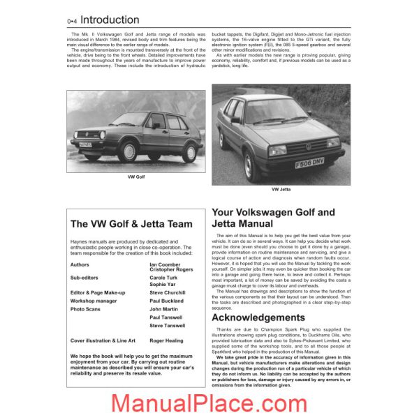 haynes volkswagen golf jetta service and repair manual page 4