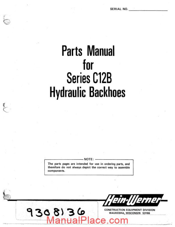 hein warner c12b pm 9308136 parts book page 1