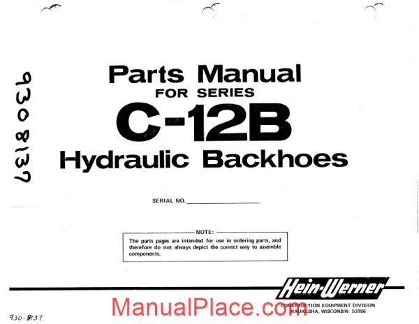 hein warner c12b pm 9308137 parts book page 1