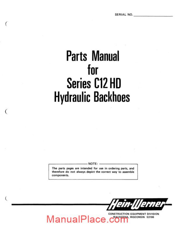 hein warner c12hd pm 9308132 parts book page 1