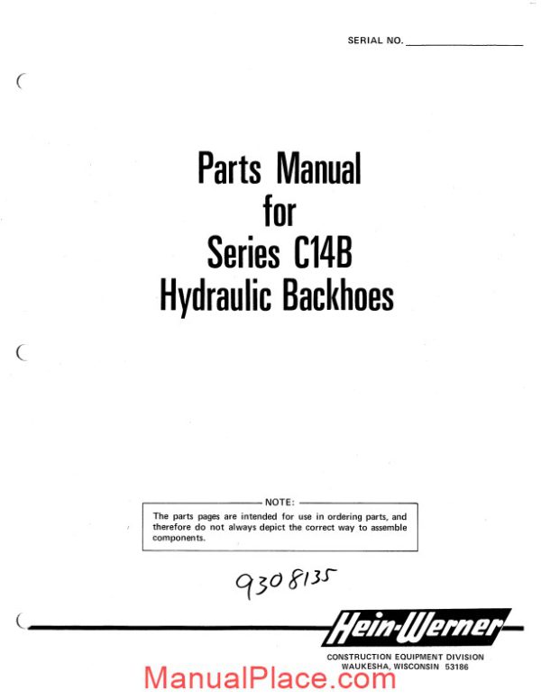 hein warner c14b pm 9308135 parts book page 1