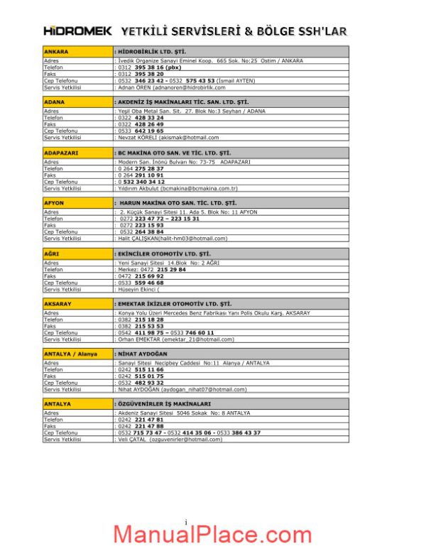 hidromek 370lc excavator parts catalog page 1