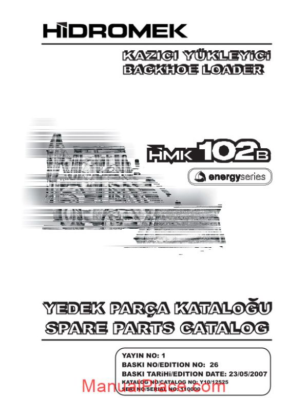 hidromek hmk 102b backhoe loader parts catalog 2007 page 1