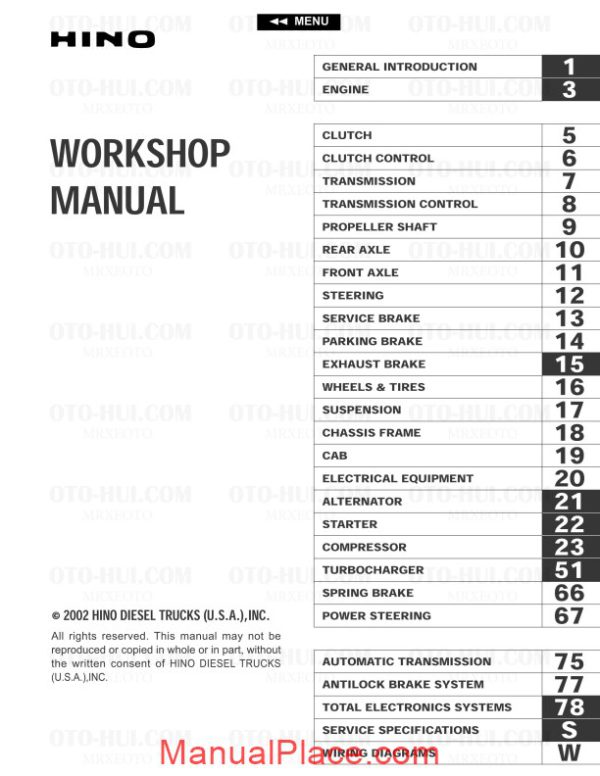 hino fd fe ff sg engine service manual 2002 page 3