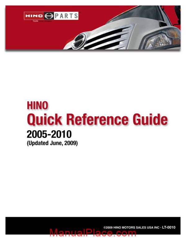 hino truck 2005 2010 quick reference guide page 1