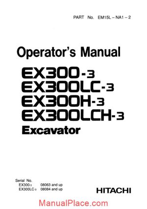 hitachi ex300 300lc 300h 300lch 3 operators manual page 1