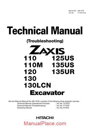 hitachi excavator zw110 135 us technical manual troublshooting page 1