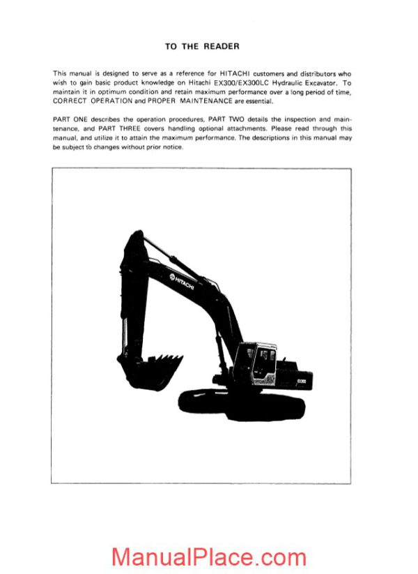 hitachi hydraulic excavator ex300 ex30lc operation manual page 3