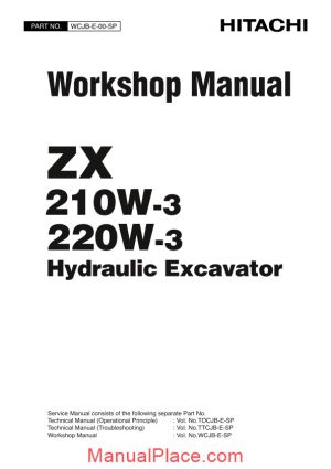 hitachi hydraulic excavator zx210w 3 zx220w 3 workshop manual page 1