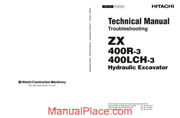 hitachi hydraulic excavator zx400r 400lch 3 technical manual troubleshooting page 1