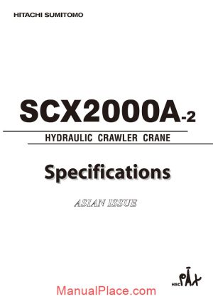 hitachi sumitomo scx2000a 2 hydraulic crawler crane specifications page 1