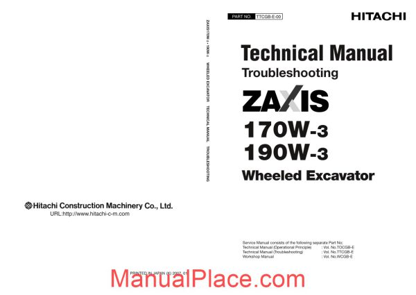 hitachi wheeled excavator zx 170w 190w 3 technical manual troubleshooting page 1