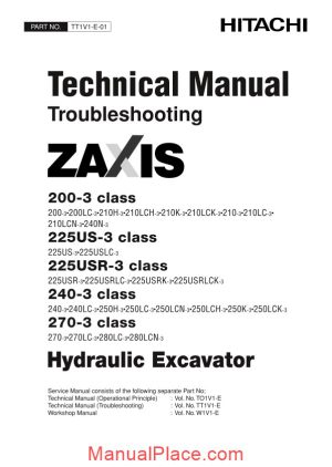 hitachi zaxis 200 225us 225usr 240 270 3 technical manual troubleshooting page 1