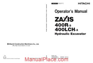 hitachi zaxis 400r 400lch 3 hydraulic excavator operators manual page 1