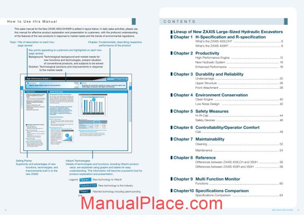 hitachi zaxis 400r 400lch hydraulic excavator sales manual page 3