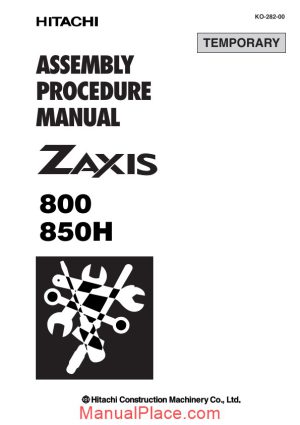 hitachi zaxis 800 850h assembly procedure manual page 1