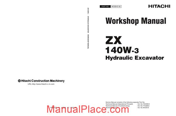 hitachi zx140w 3 hydraulic excavator workshop manual page 1