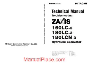 hitachi zx160lc 180lc 180lcn 3 hydraulic excavator troubleshooting page 1