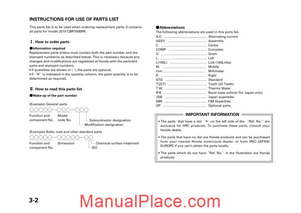 honda 2012 cbr1000rr parts list page 2