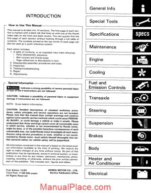 honda accord sedan 1986 1989 shop manual page 1