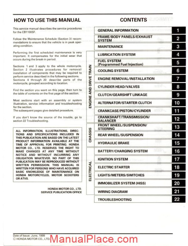 honda cb1 1100sf workshop manual page 3