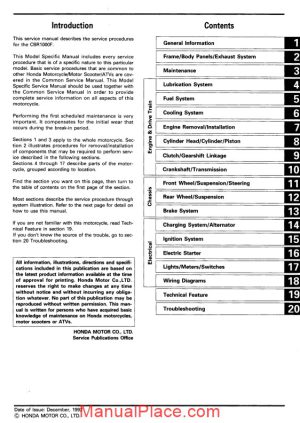 honda cbr 1000f 92 95 service manual page 1