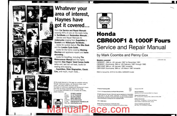 honda cbr600 f 87 90 cbr1000 f 87 96 haynes service manual sc21 page 2 scaled