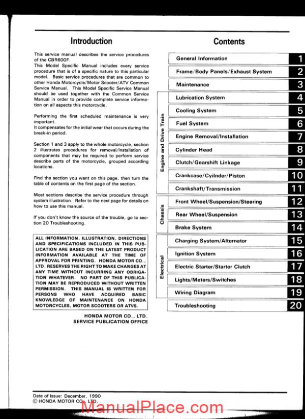 honda cbr600fm 89 90 service manual page 3