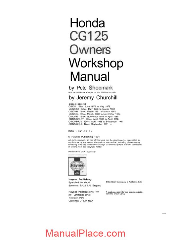 honda cg125 76 91 haynes service manual eng by mosue page 1