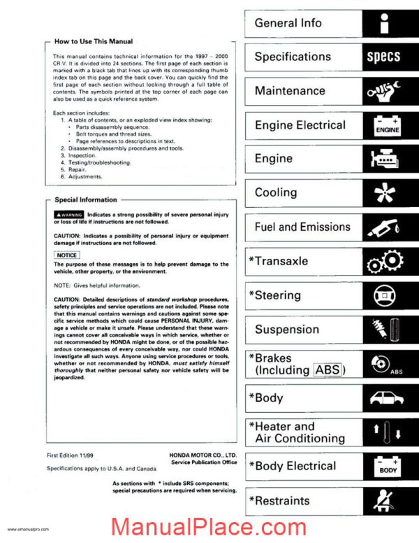 honda crv 1997 2000 service manual page 2