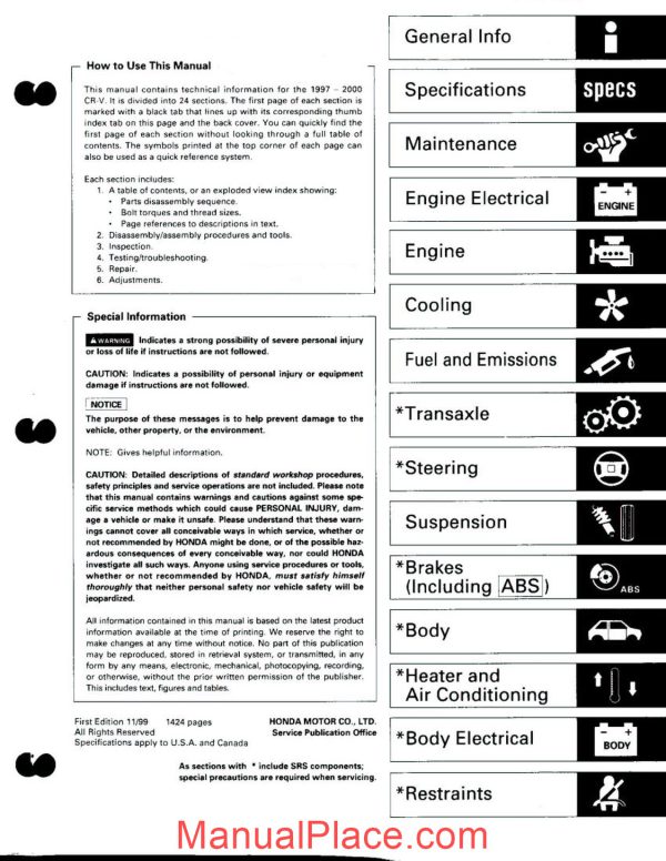 honda crv 97 00 service manual page 2