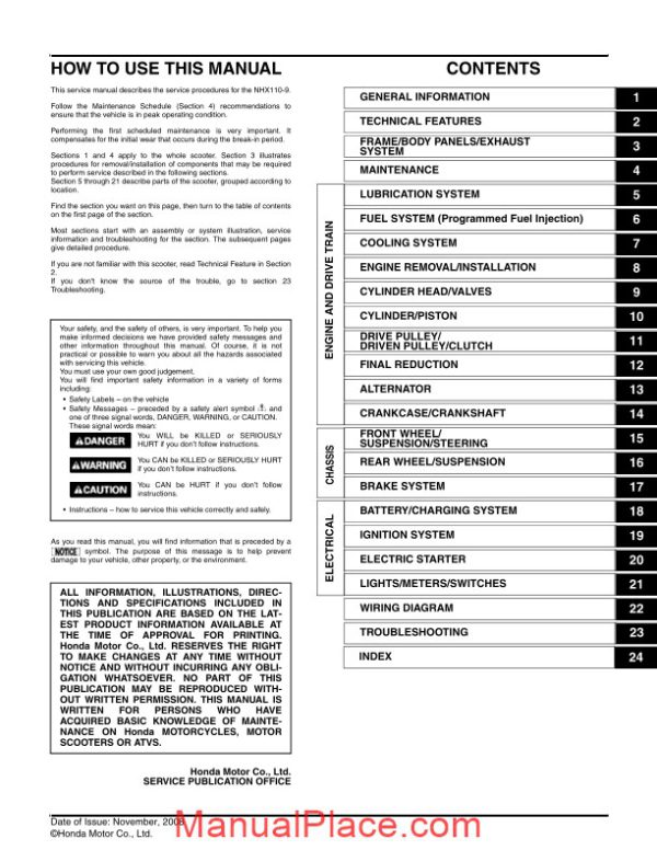 honda lead nhx110 2009 service manual page 4