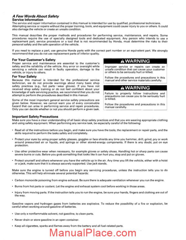 honda nss250 reflex 2001 2007 service manual page 2