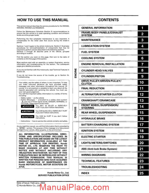 honda nss250 reflex 2001 2007 service manual page 3